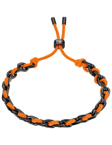 pulsera lotus style acero negro naranja