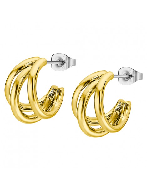 pendientes triple aro mujer acero dorado