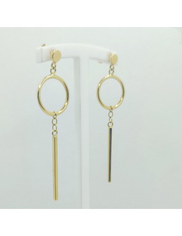 pendientes largos oro mujer aro y barra