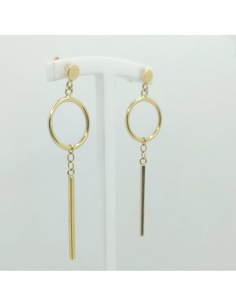 pendientes largos oro mujer aro y barra