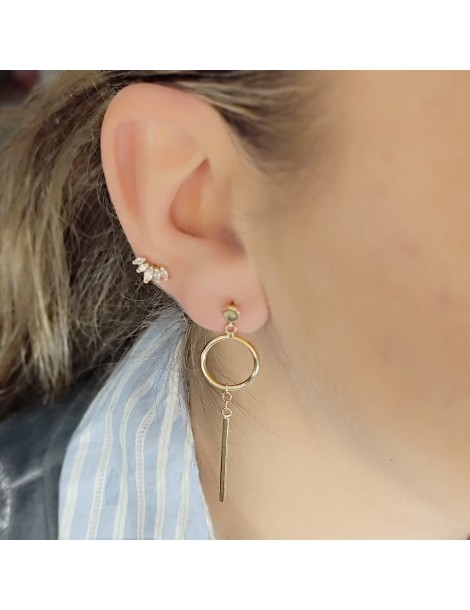 pendientes mujer oro largos barra y aro