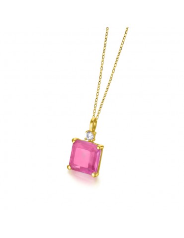 COLLAR mujer oro lecarre cristal rosa