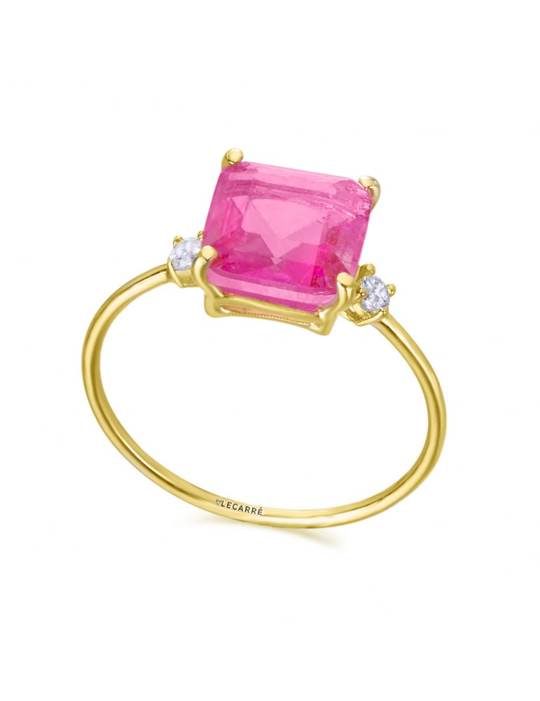 anillo topacio rosa ORO 18K