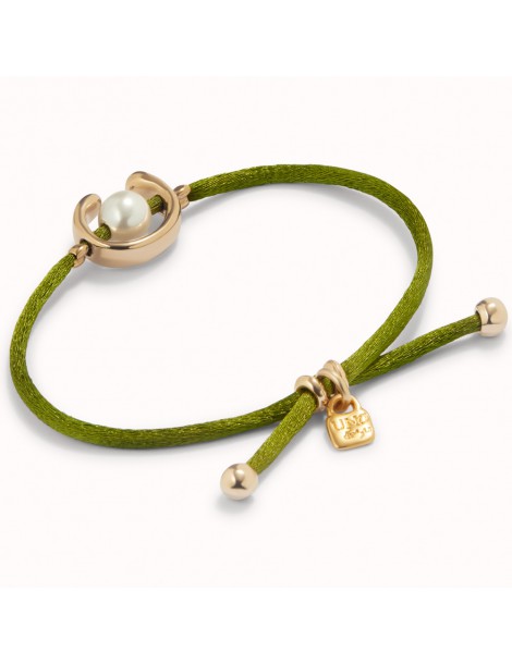 pulsera uno de 50 mujer hilo verde y perla