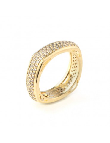 anillo acero dorado guess cuadrado