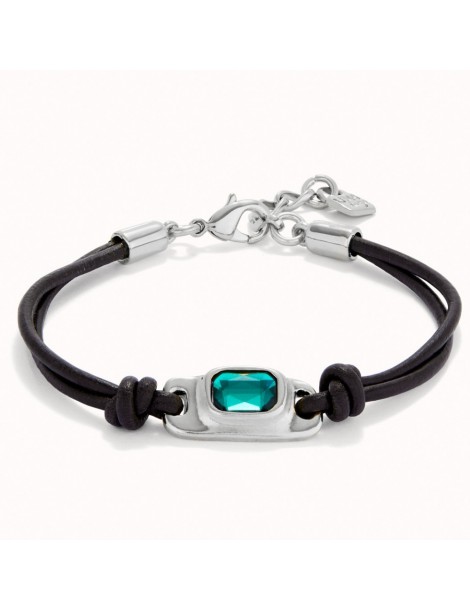 pulsera cuero uno50 cristal verde