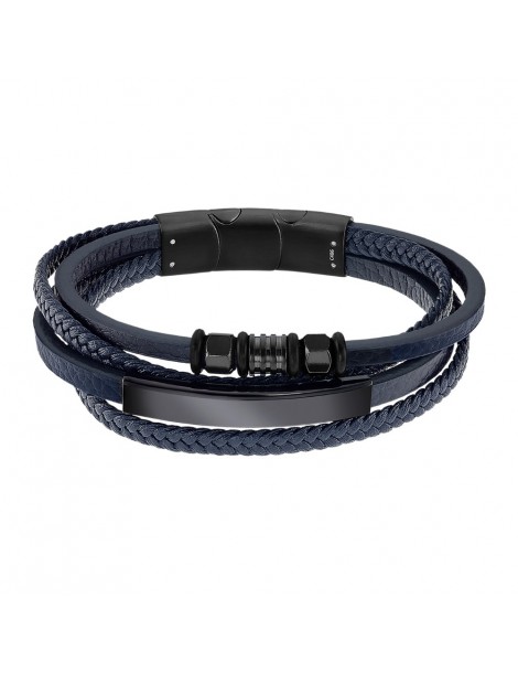 pulsera cuero azul hombre