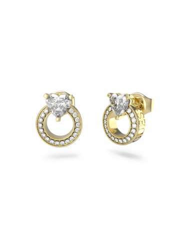 pendientes botón mujer dorados guess