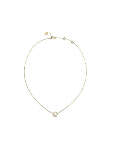 collar guess mujer acero dorado hexágono