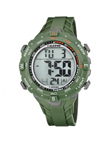 reloj digital verde hombre calypso