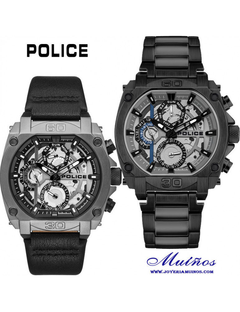 Relojes Modernos Police Los M S Deportivos Para Hombre Color Gris Y Negro