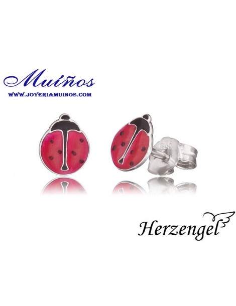 Pendientes plata niña Herzengel mariquitas